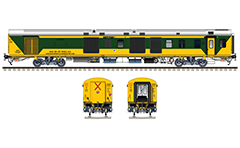 Side and front view with Indian Linke Hofmann Busch power car used by Double Decker AC train Bangalore city-Chennai Express. Reporting mark - SR - Southern Railway zone of Indian Railways. Super detailed vector illustration. EDITORIAL USE